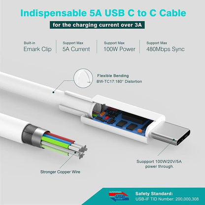 Compatible Apple 96W USB-C Macbook Adapter Charger for MacBook Pro 13 Inch/12 Inch/14 Inch MacBook Air/iPad Pro/Type C Laptop