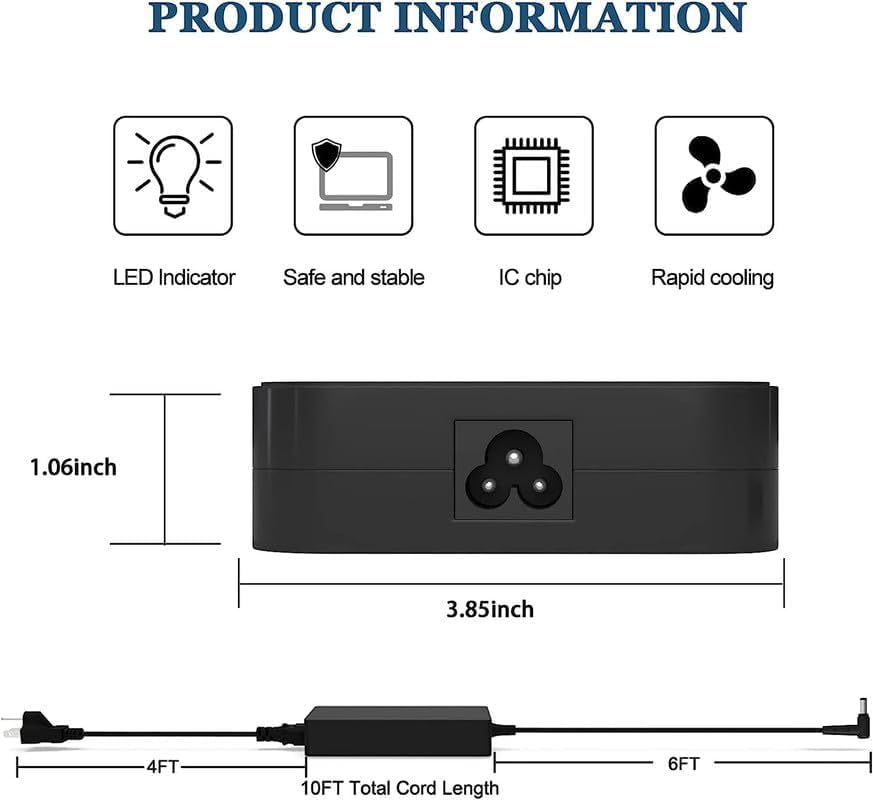 Asus 150W 20V 7.5A Laptop Charger Power Adapter(Connector size:6.0*3.7mm)- Power Cable Included