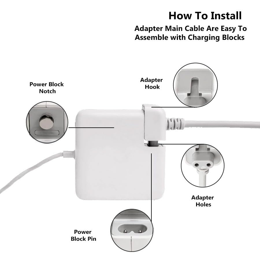 Replacement EU Indian 2 Pin DuckHead Extension Power Adapter Cord Cable for Apple MacBook Air Pro (White) 1.8m