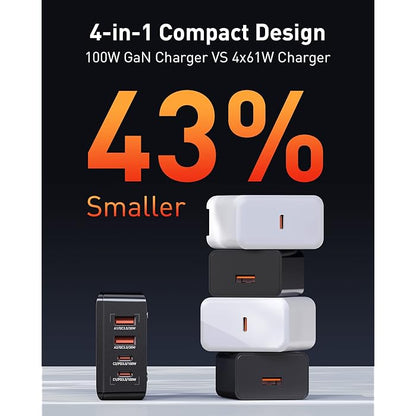 LDNIO USB C Charger 100W 4-Port GaN Fast Desktop Charger USB C Power Adapter PD 3.0 PPS USB Charging Station Compatible with Macbook Pro, Dell XPS, iPhone 14/13, iPad, Galaxy S23/S22, Steam Deck