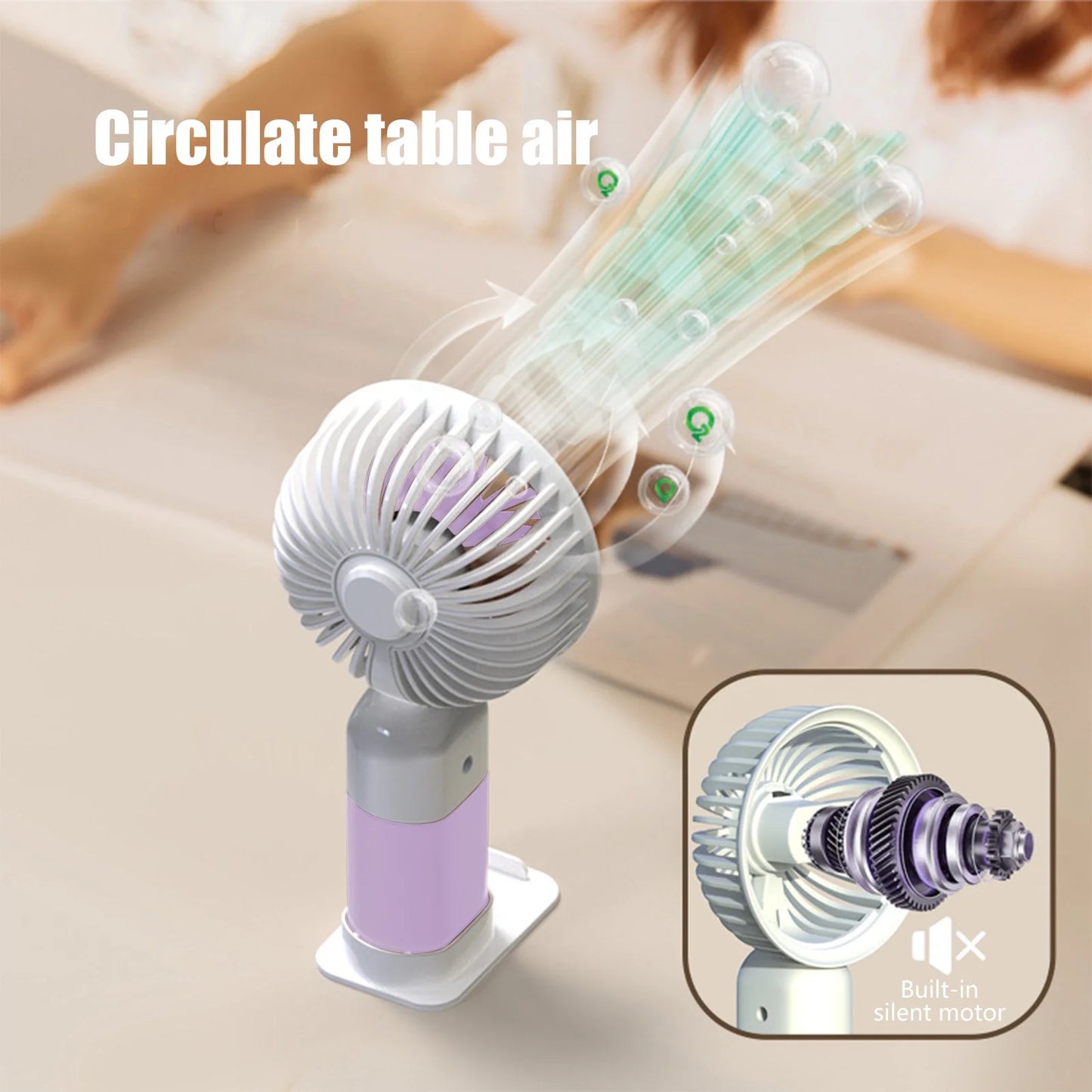 Portable Mini Fan | Rechagable Fan | USB Rechargeable Handheld Cute Mini Portable Fan for Office Study Outdoors Home Table with Detachable Base