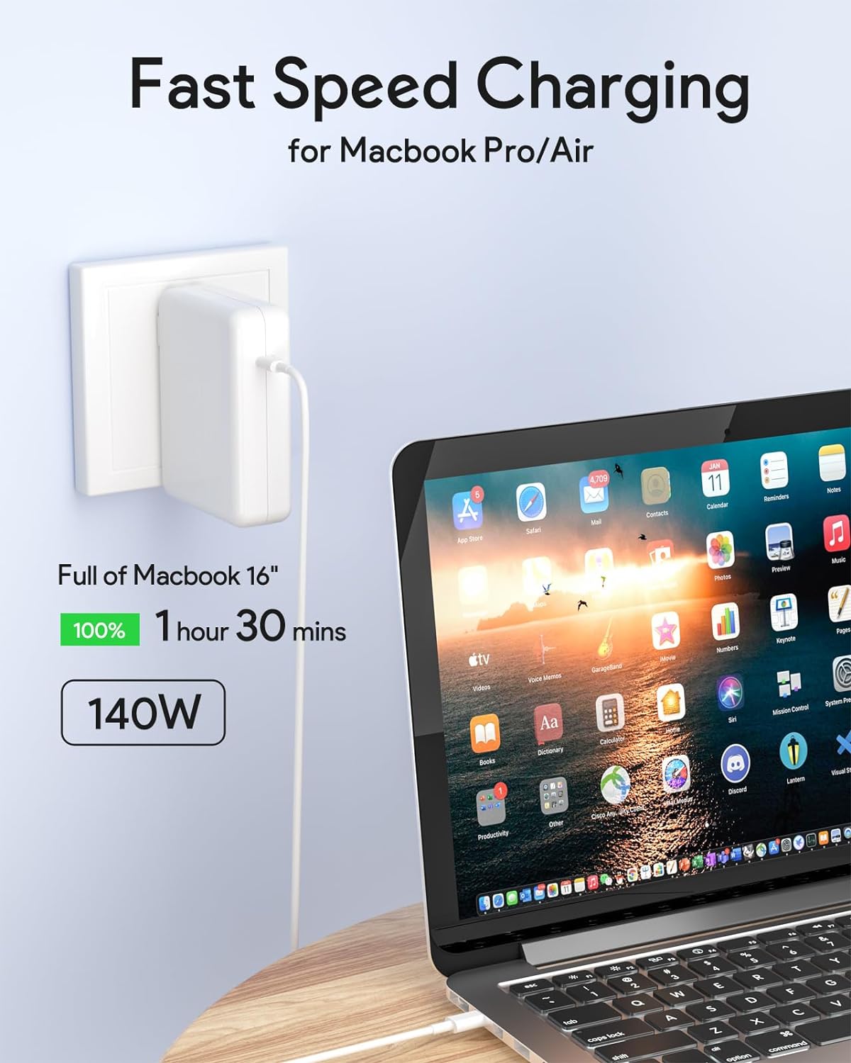 OEM Compatible Apple 140W Type C Charger For Apple MacBook Pro 16 14 inch 2023 2022 2021 M3 M2 M1 2022 2023 MacBook Air 13 15 inch