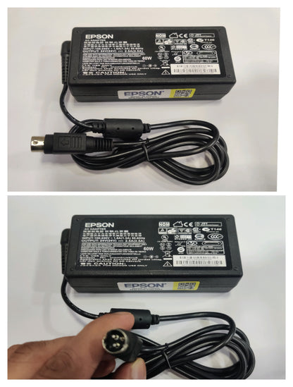 (Refurbished) Epson 24V 2.5A 3 Pin Adapter for Thermal Receipt Printer (Works with TVS, Espon, TSC, and other brands))